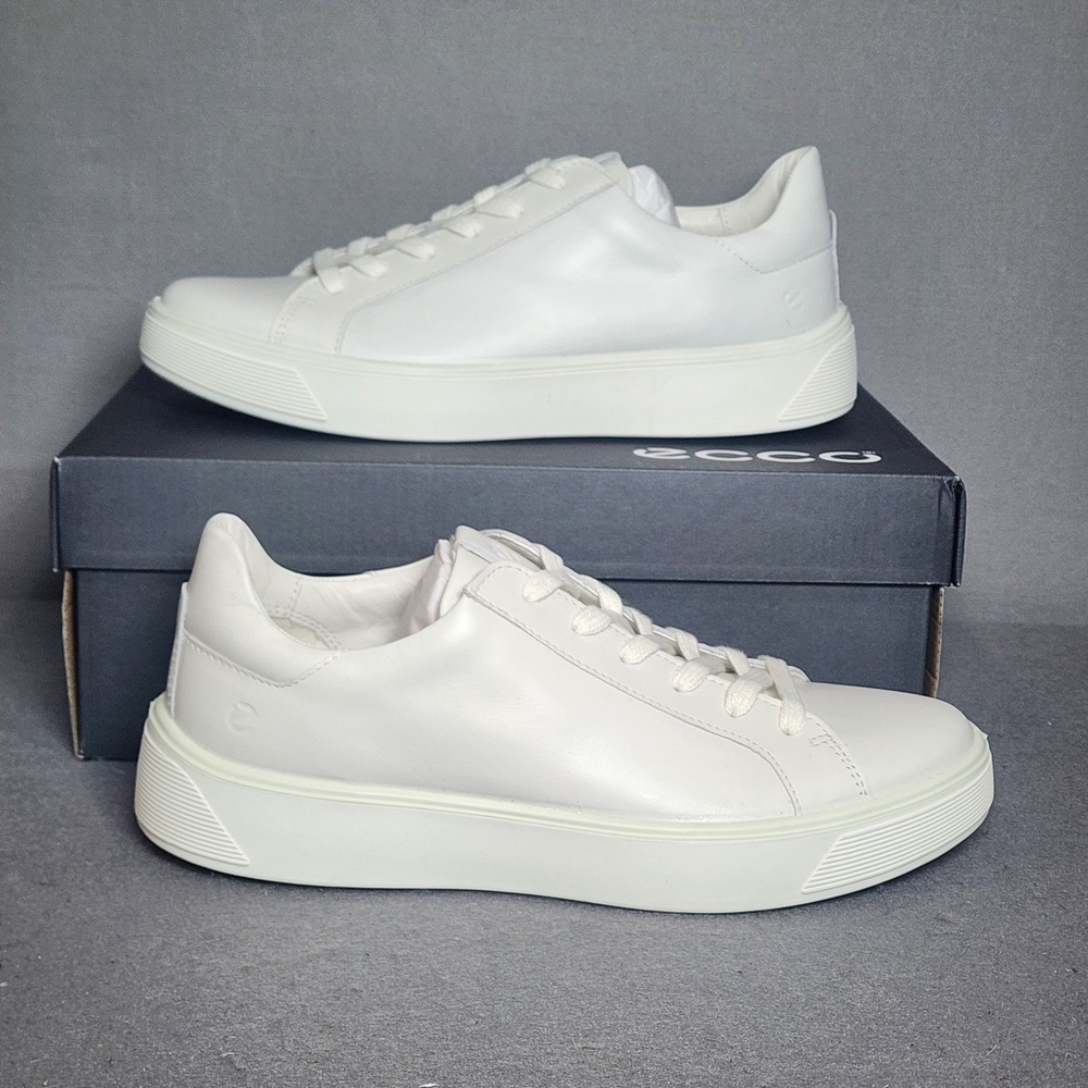 ECCO Street Tray W Sneakers White Leather Low Top Womens 8-8.5 291143-11007 NEW